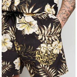 New Look Men Black Tropical Pineapple Short